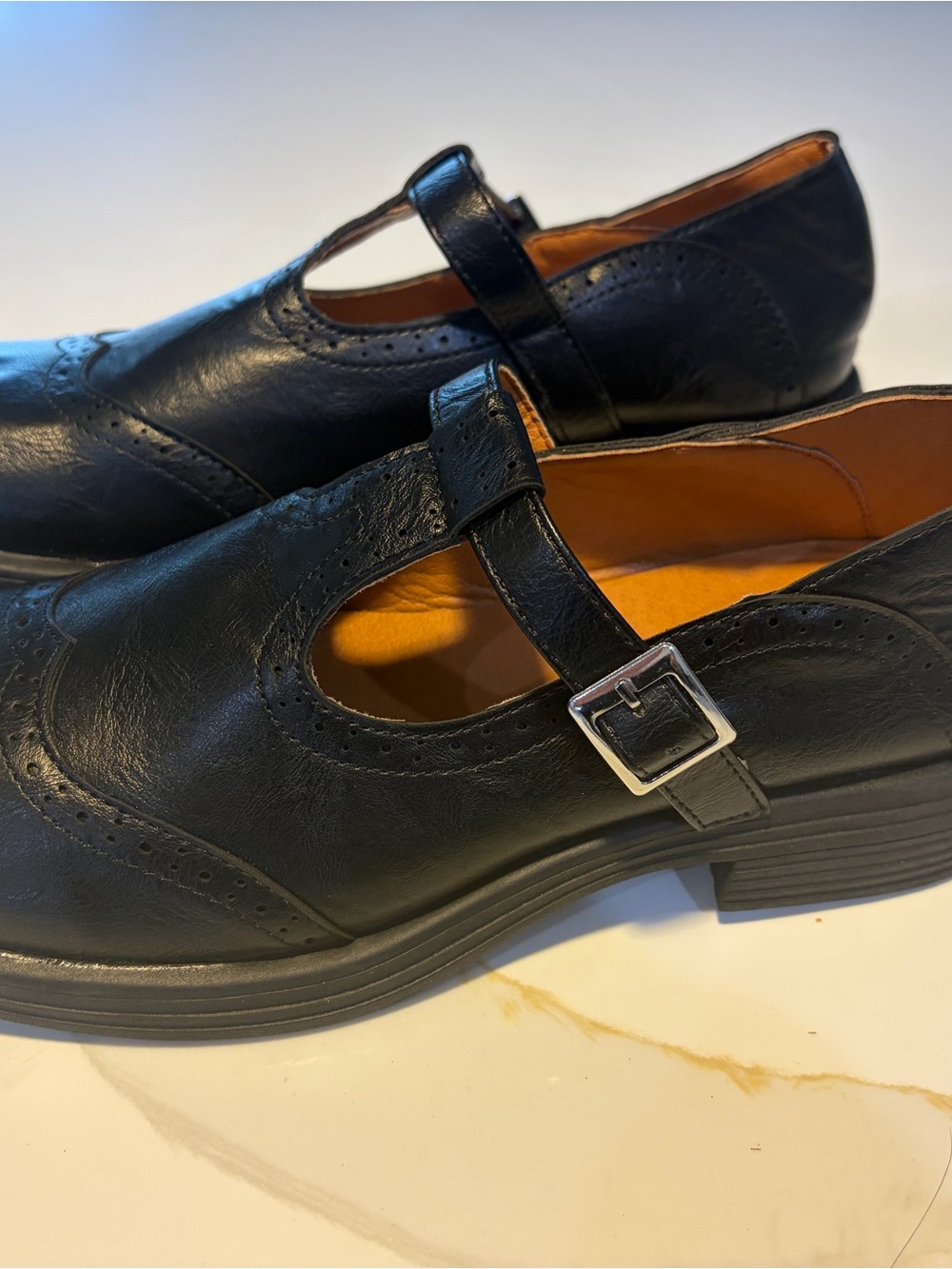 NEW Vintage Inspired Black Leather Mary Oxford Women Shoes Size 39 Cottagecore